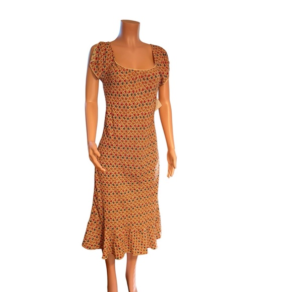 Y2K CDC Rampage Gypsy Milkmaid Wench Micro Floral Midi Dress 10 NWT Whimsy - Picture 2 of 12